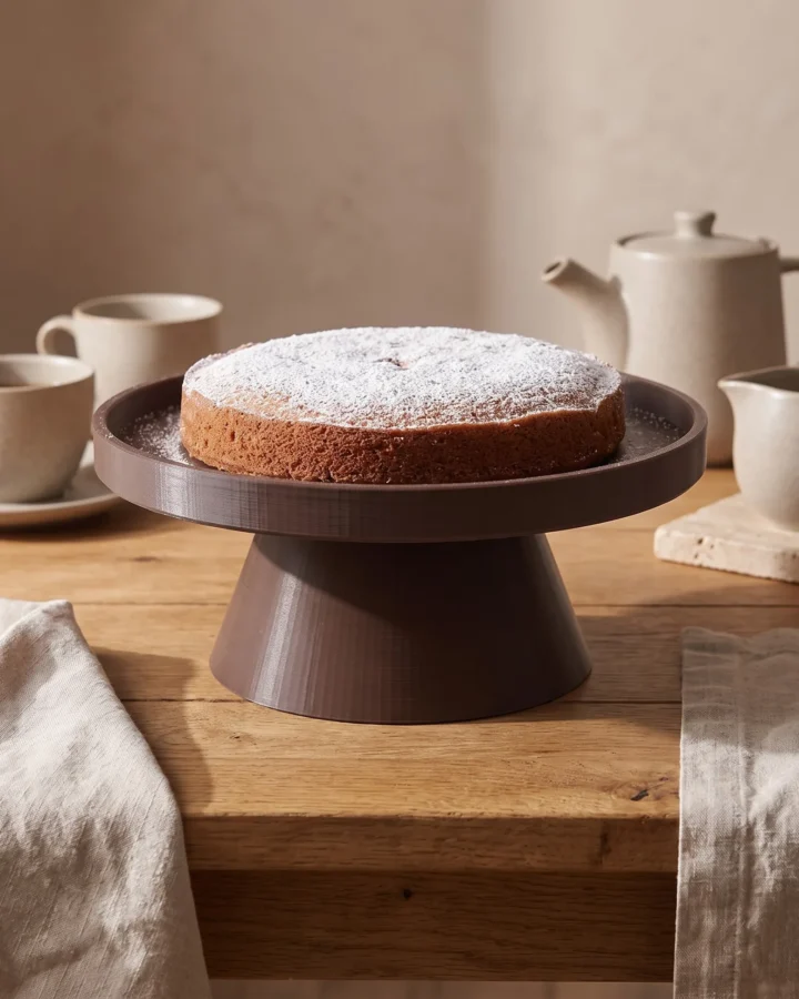 Alzata per torte Piano color cioccolato sulla tavola, oggetto di design stampato in 3D in Italia - duedecimi